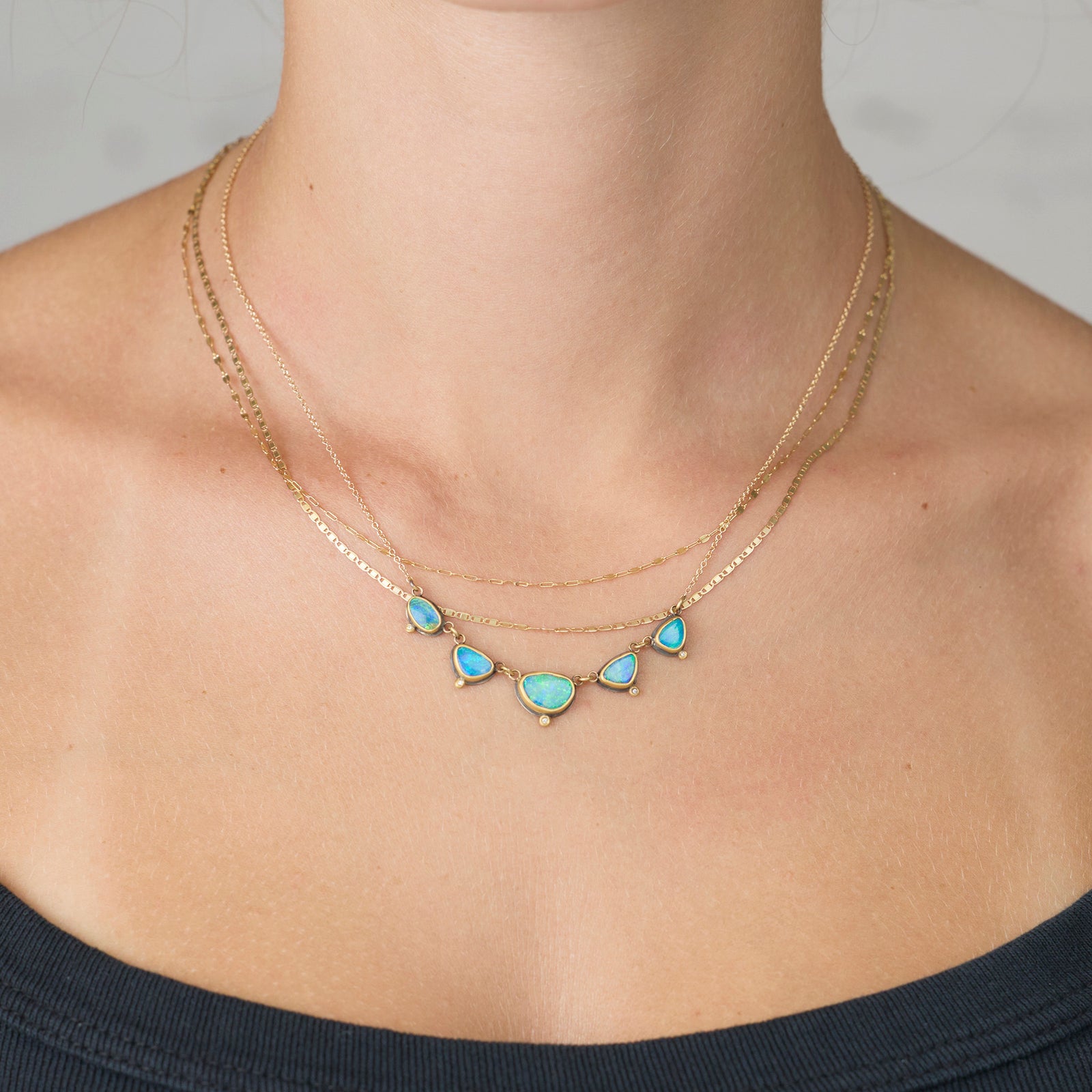 Linked Australian Opal Necklace