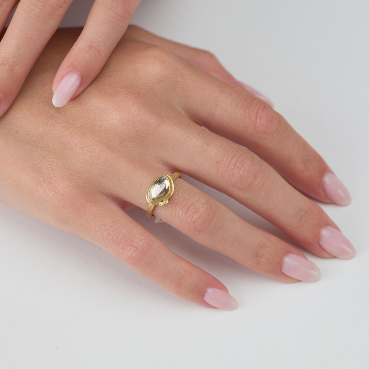 White Sapphire Ring with Diamonds
