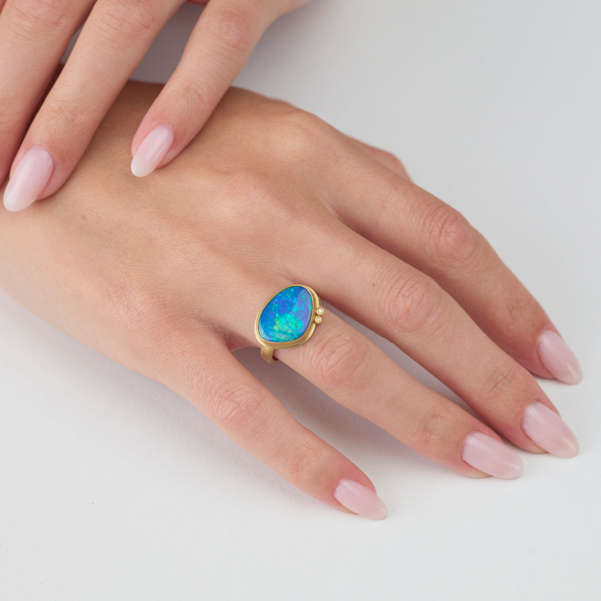 Australian Boulder Opal Ring with Diamonds