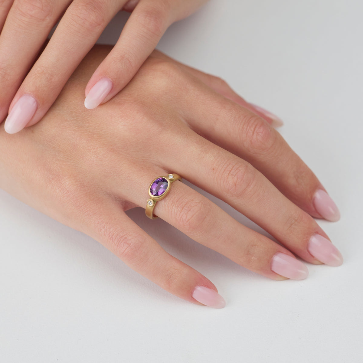 Purple Sapphire Ring with Diamonds