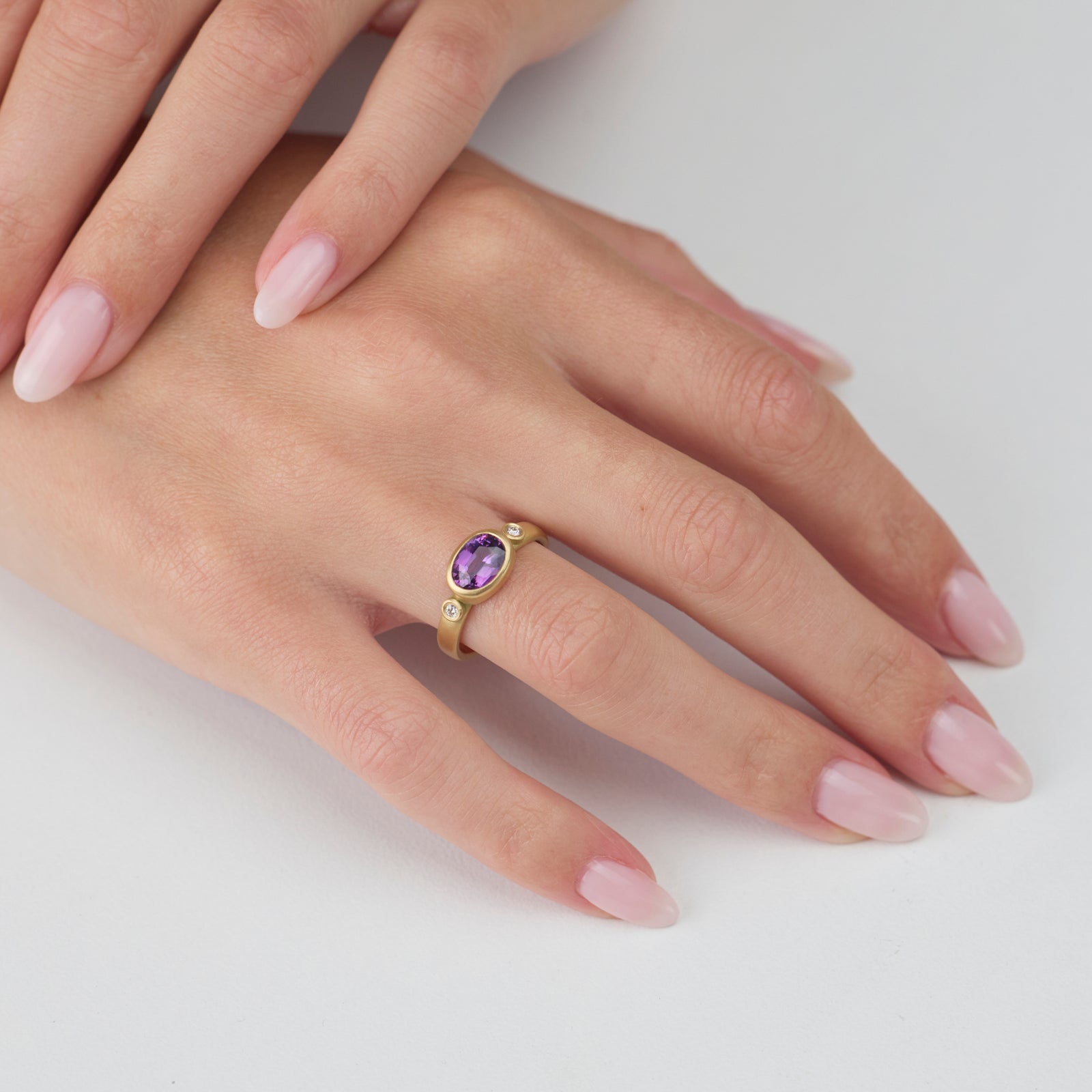 Purple Sapphire Ring with Diamonds