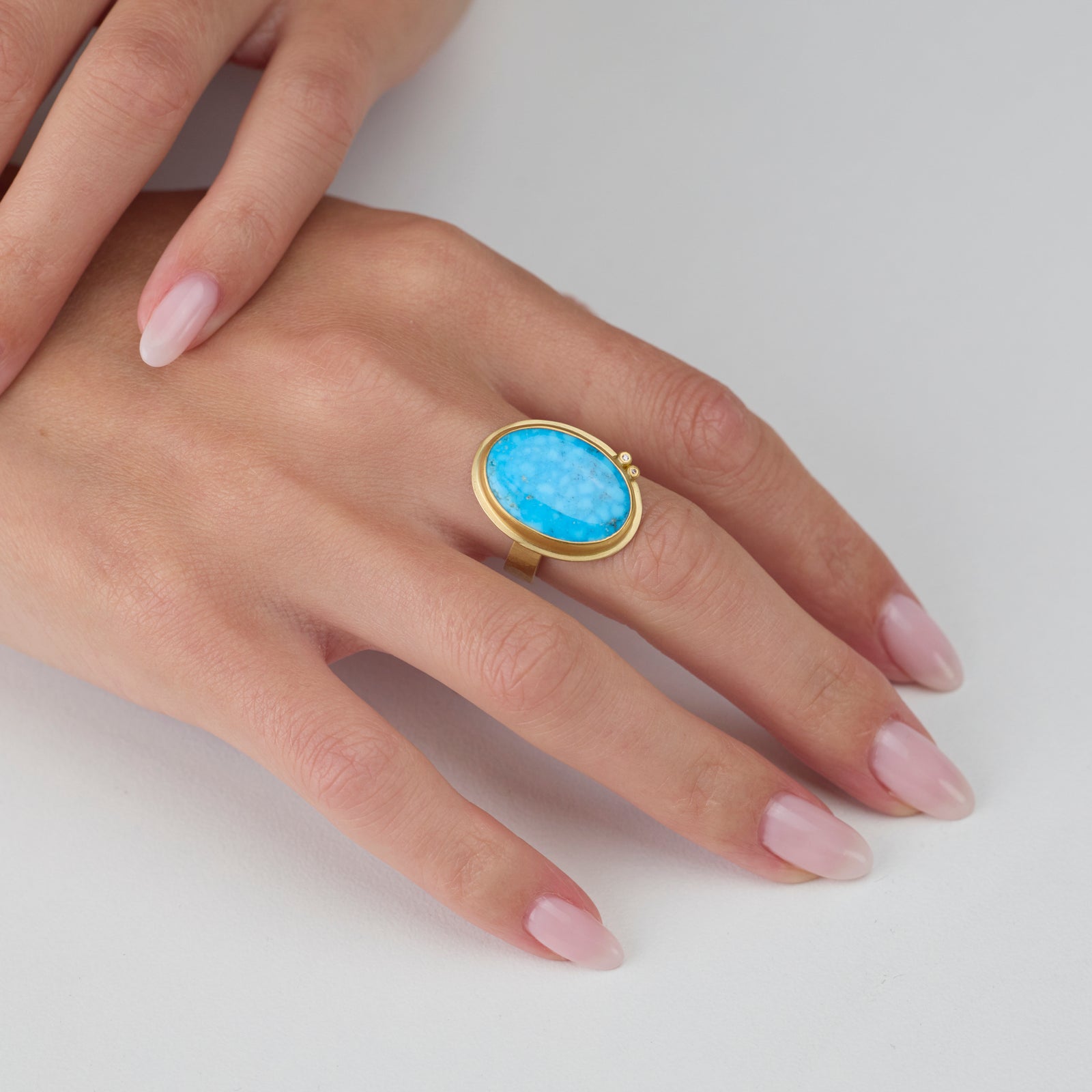 Robin's Egg Turquoise Ring with Diamonds