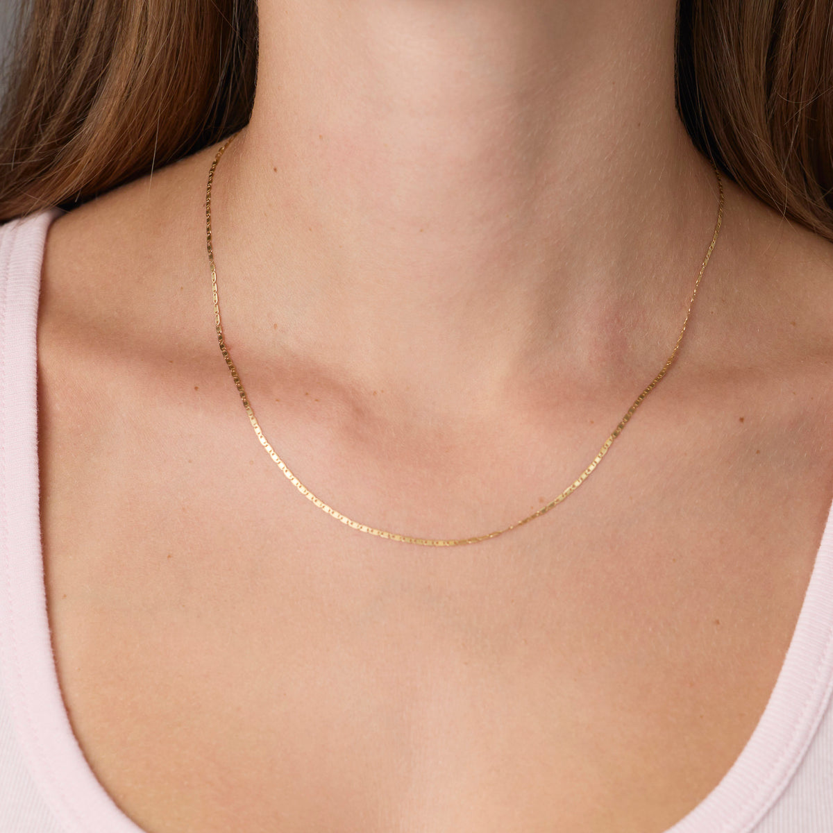Delicate Gold Flat Chain Necklace