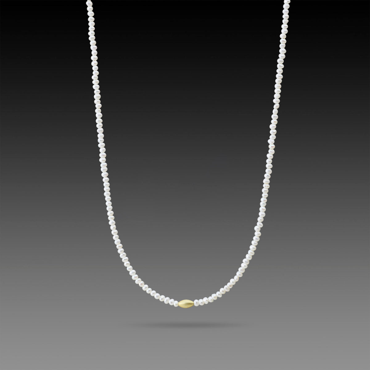 Pearl Necklace with Gold Rice Bead