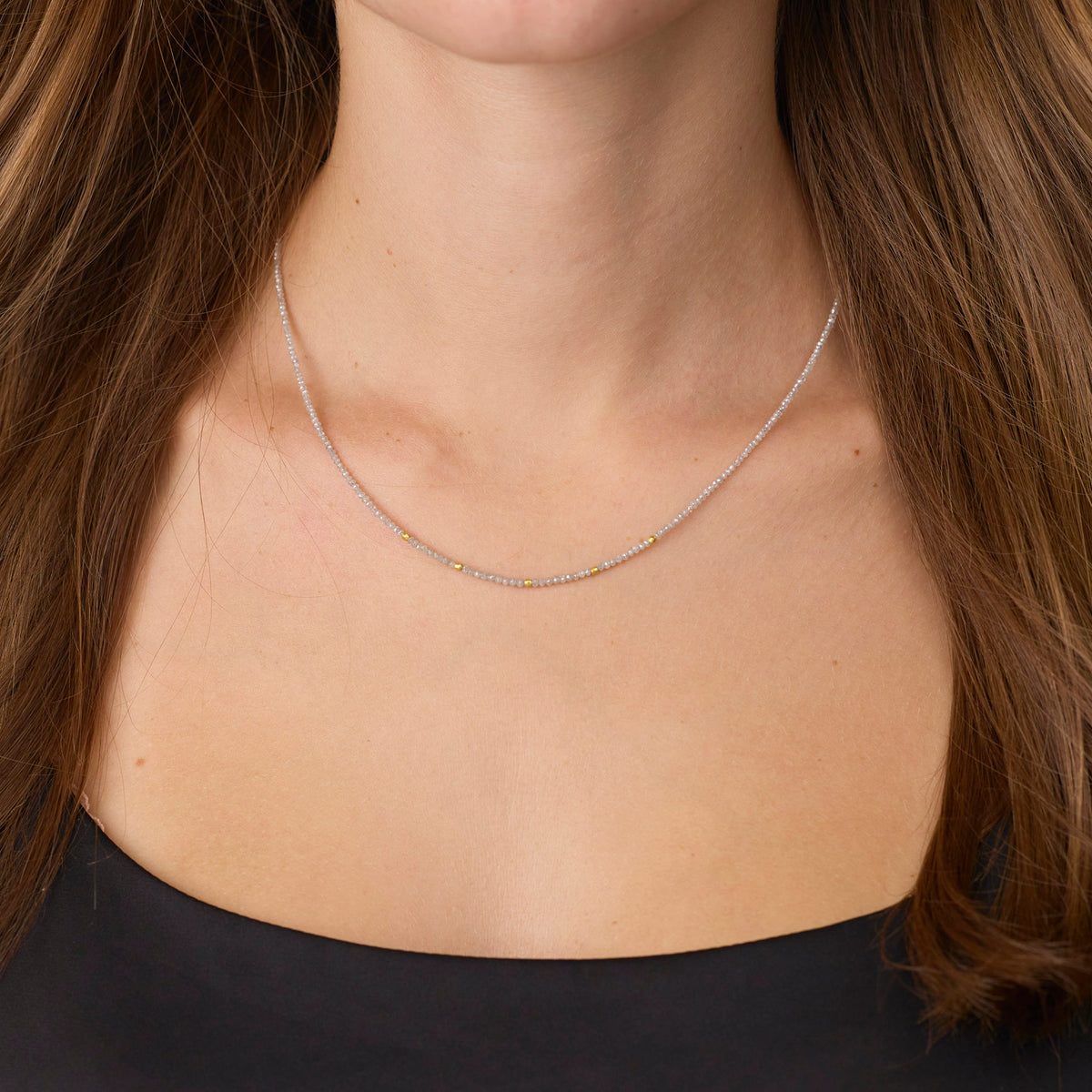 Gray Diamond Beaded Necklace