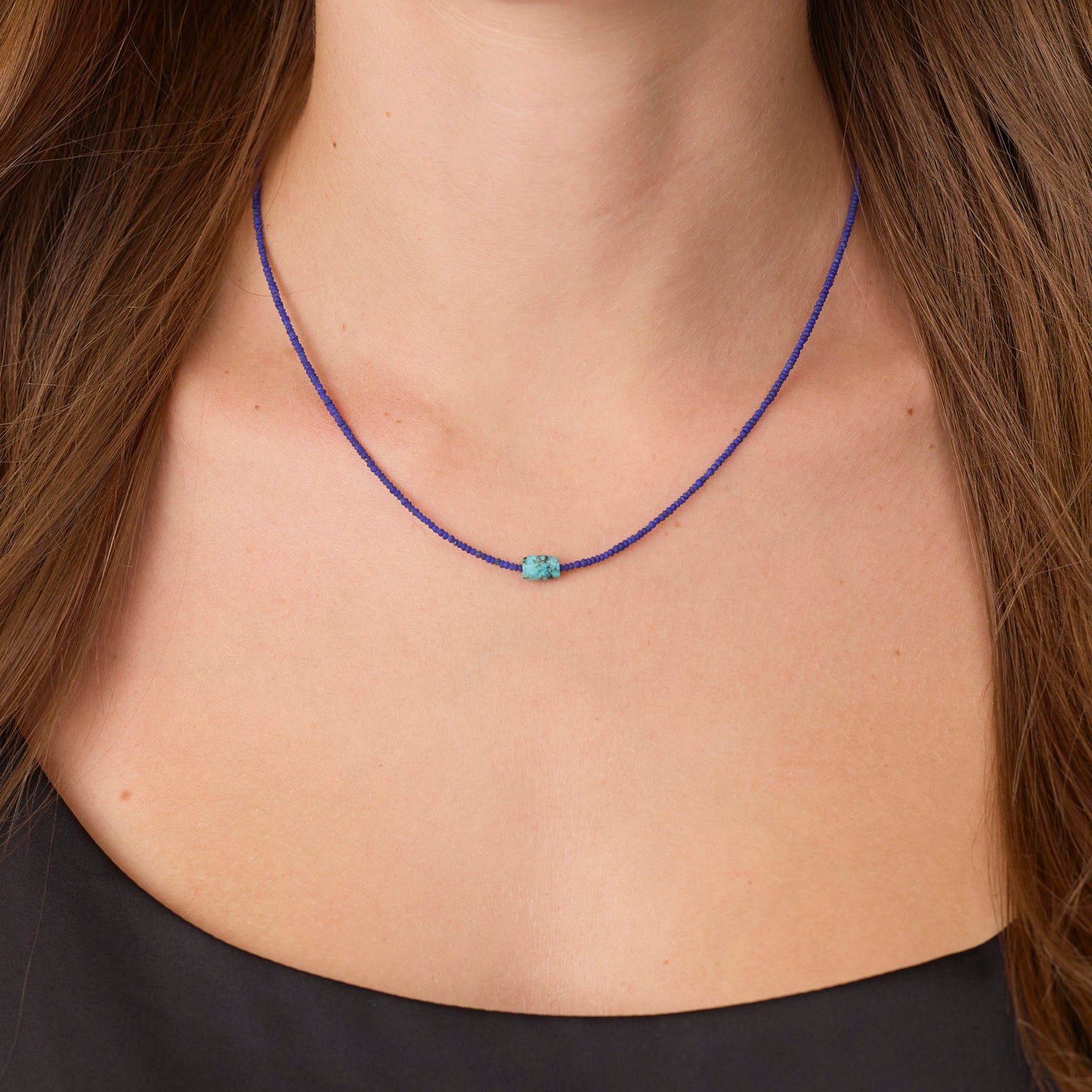 Lapis Necklace with Turquoise Bead