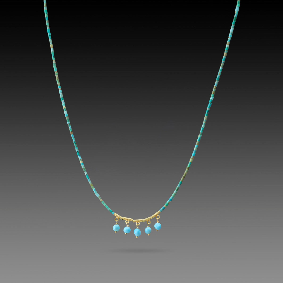 Turquoise Beaded Fringe Necklace