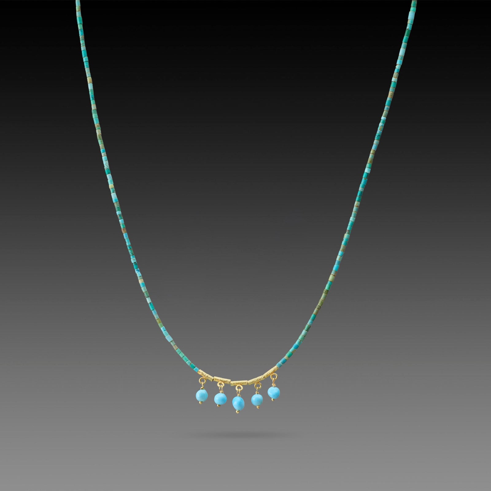 Turquoise Beaded Fringe Necklace