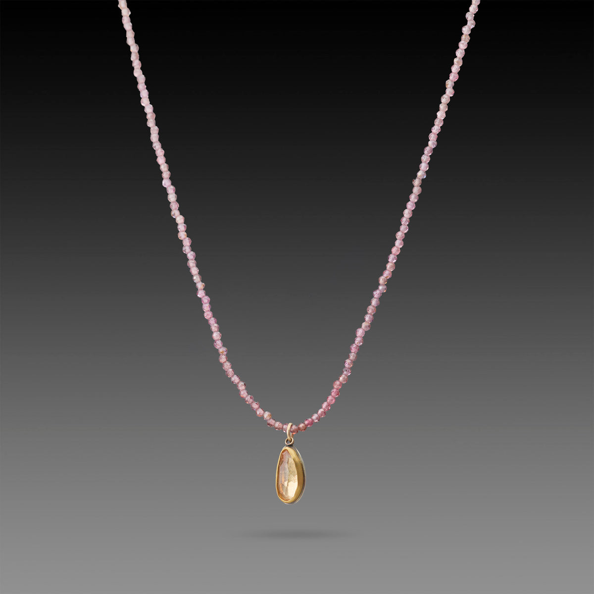 Ombre Pink Sapphire Necklace with Topaz Pendant