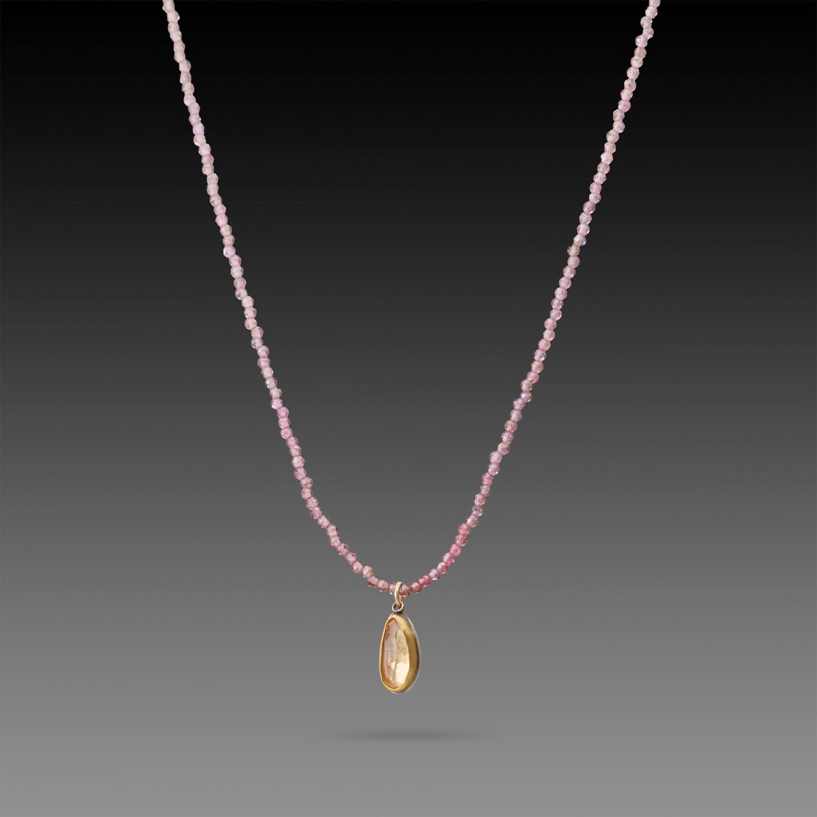 Ombre Pink Sapphire Necklace with Topaz Pendant