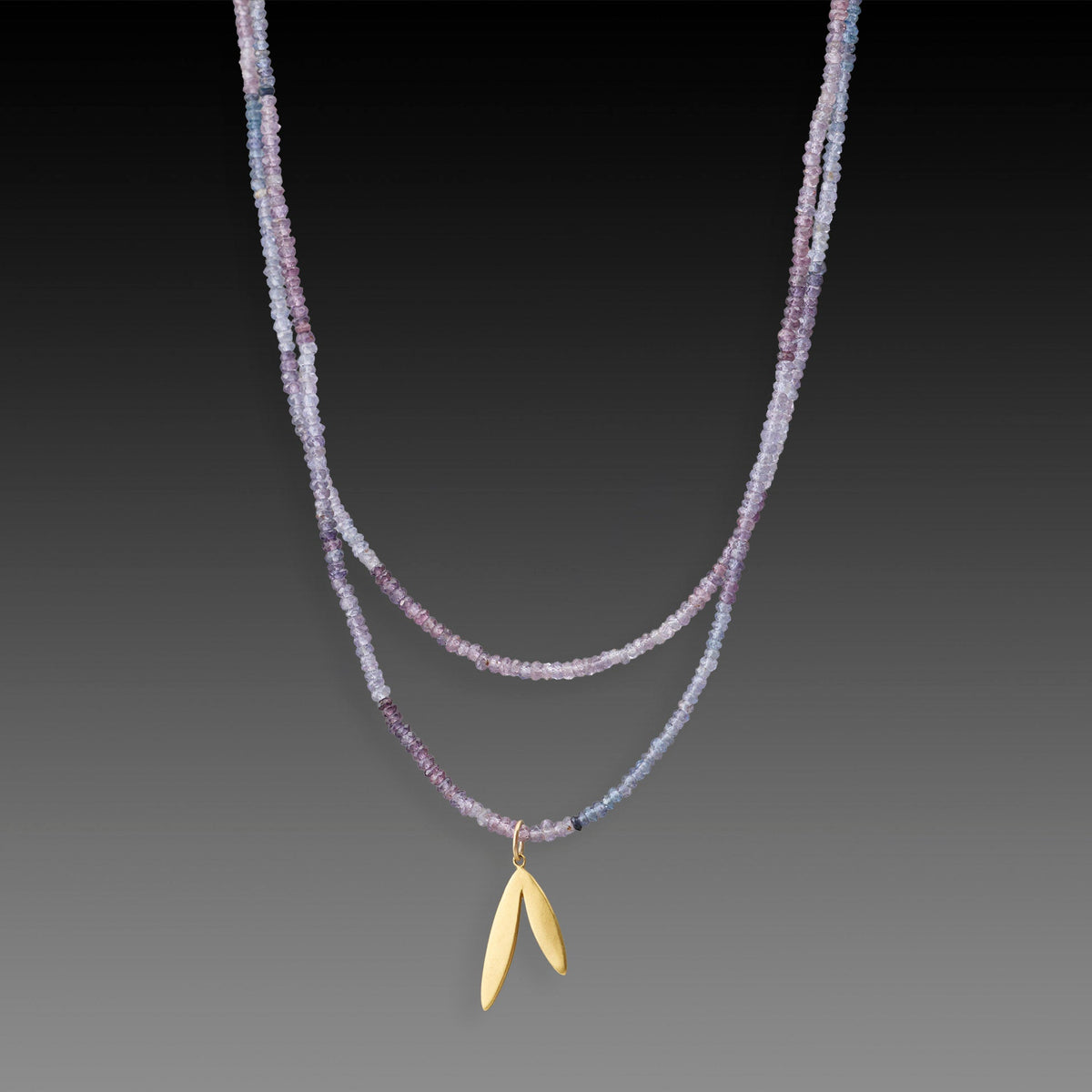 Ombre Spinel Necklace with Gold Leaf Charm