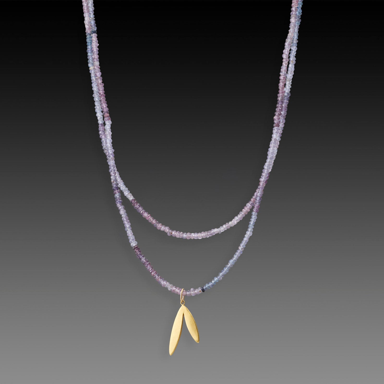 Ombre Spinel Necklace with Gold Leaf Charm