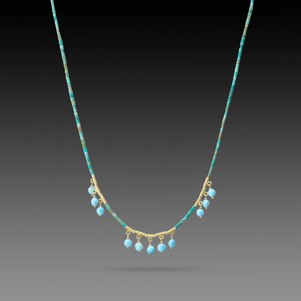 Turquoise Necklace with Bead Fringe