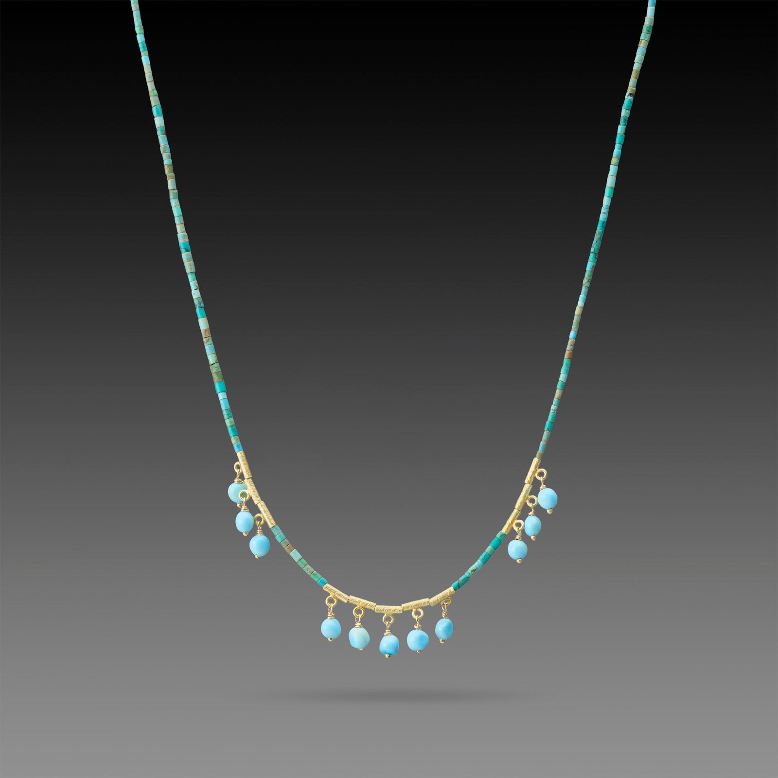 Turquoise Necklace with Bead Fringe