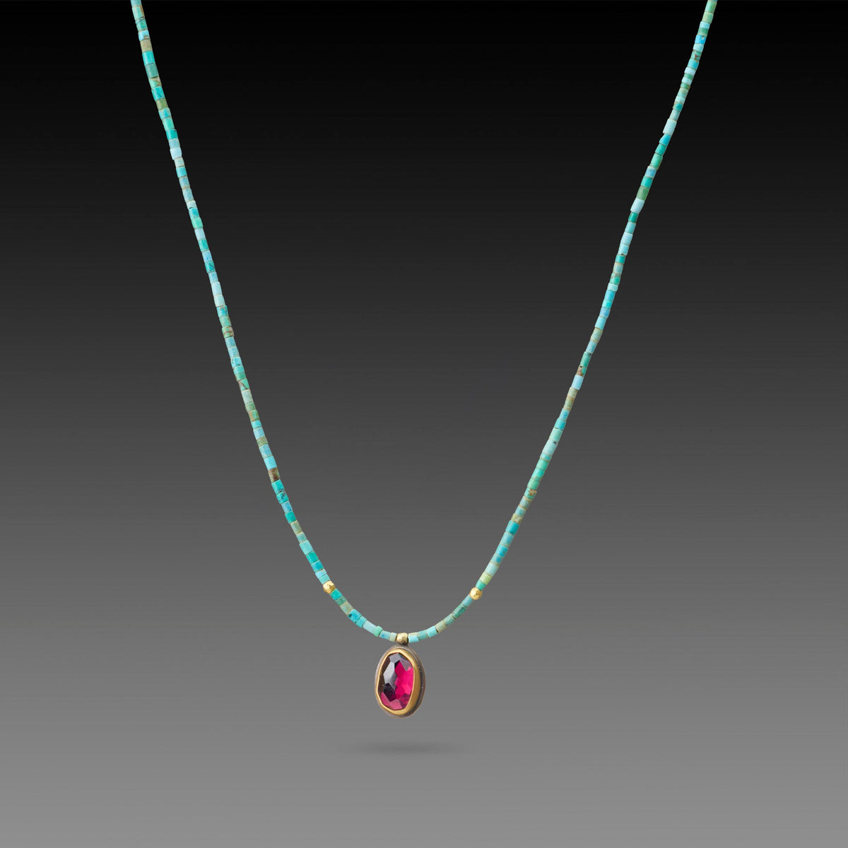 Rhodolite Garnet and Turquoise Beaded Necklace