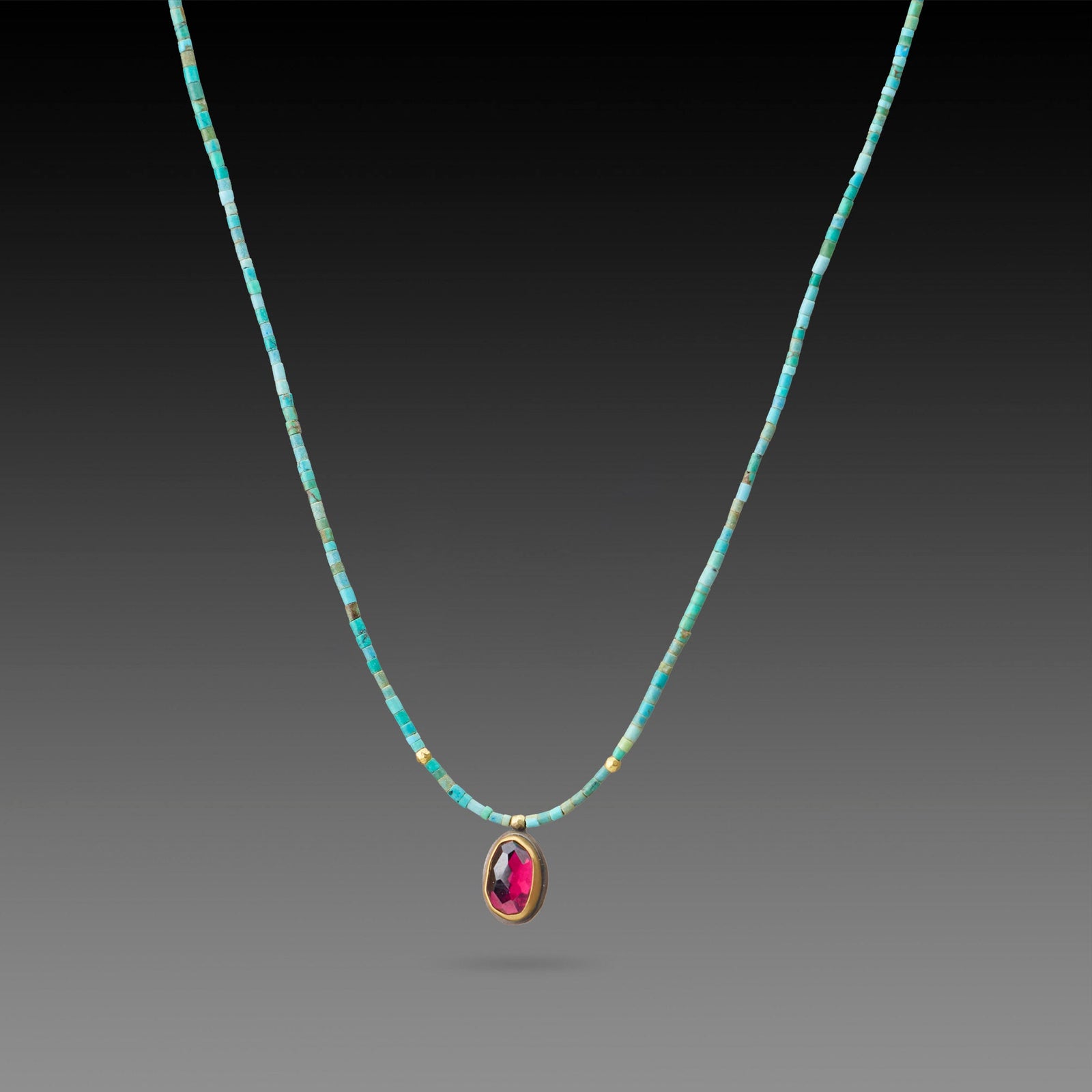 Rhodolite Garnet and Turquoise Beaded Necklace