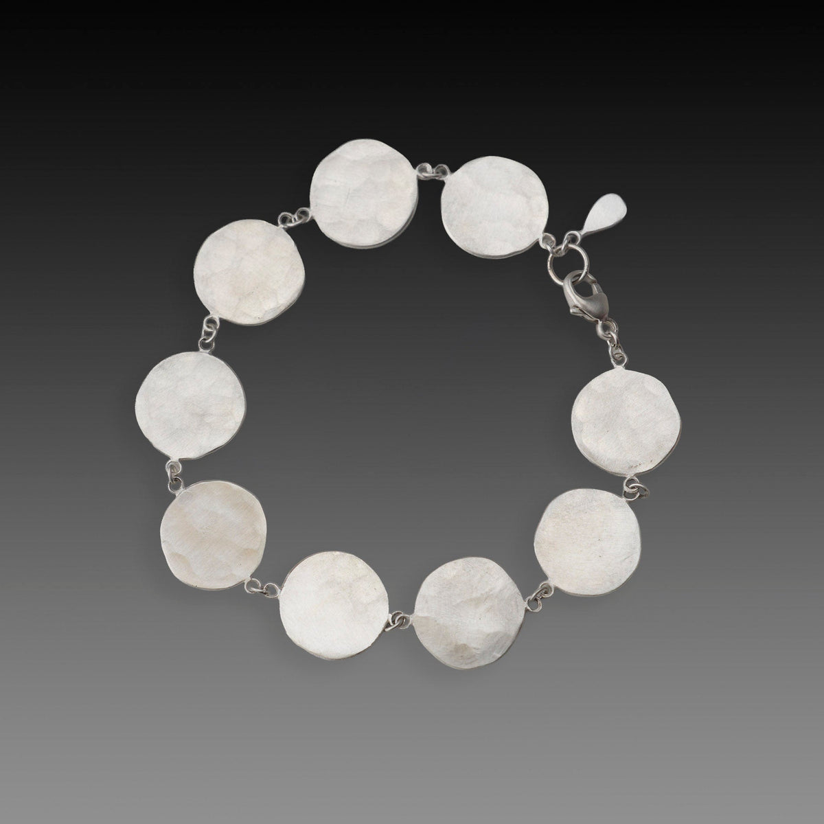 Silver Hammered Disk Bracelet