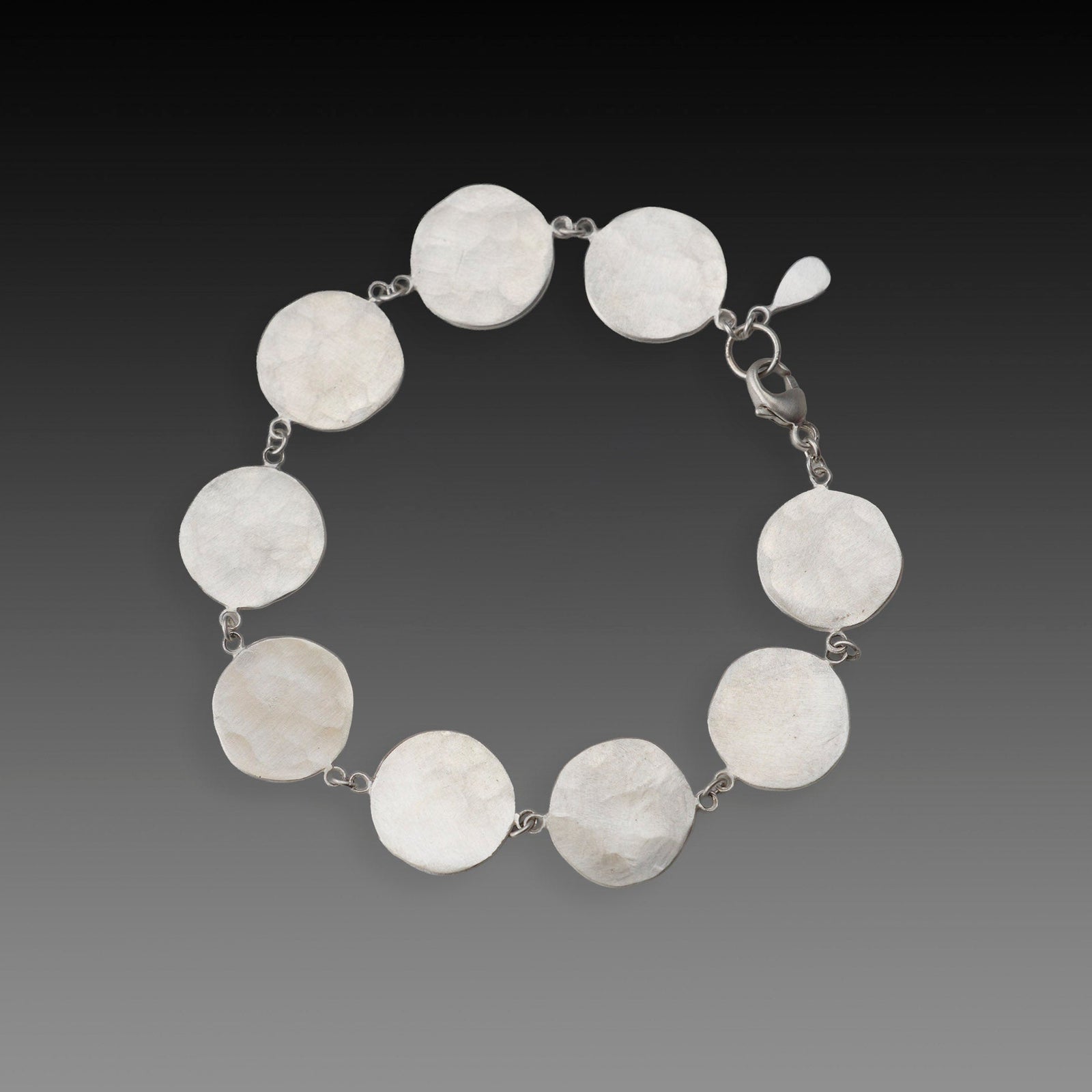 Silver Hammered Disk Bracelet