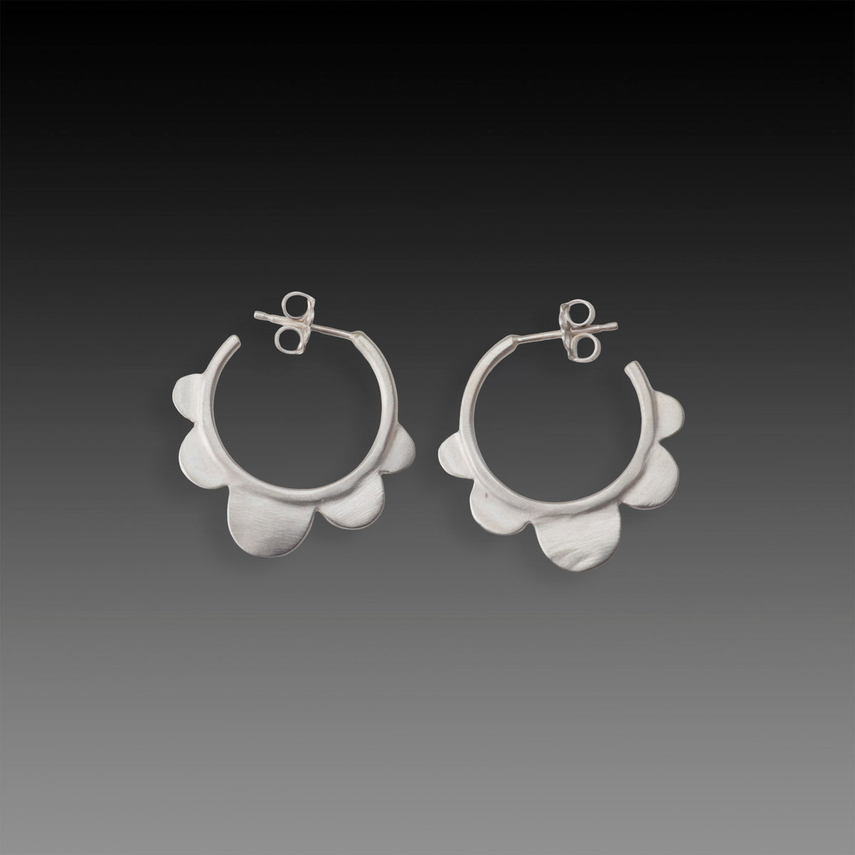 Silver Scallop Hoop Earrings