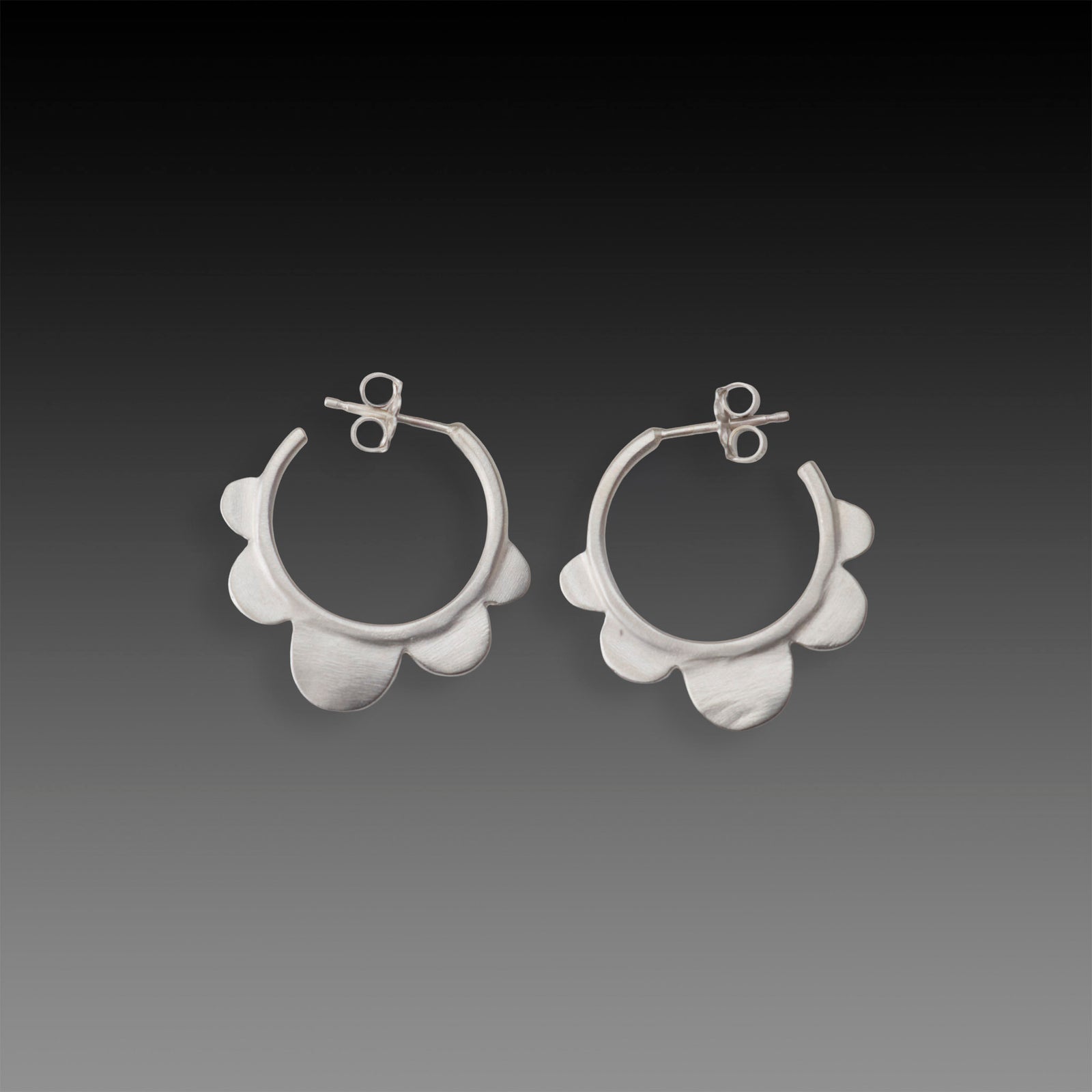 Silver Scallop Hoop Earrings