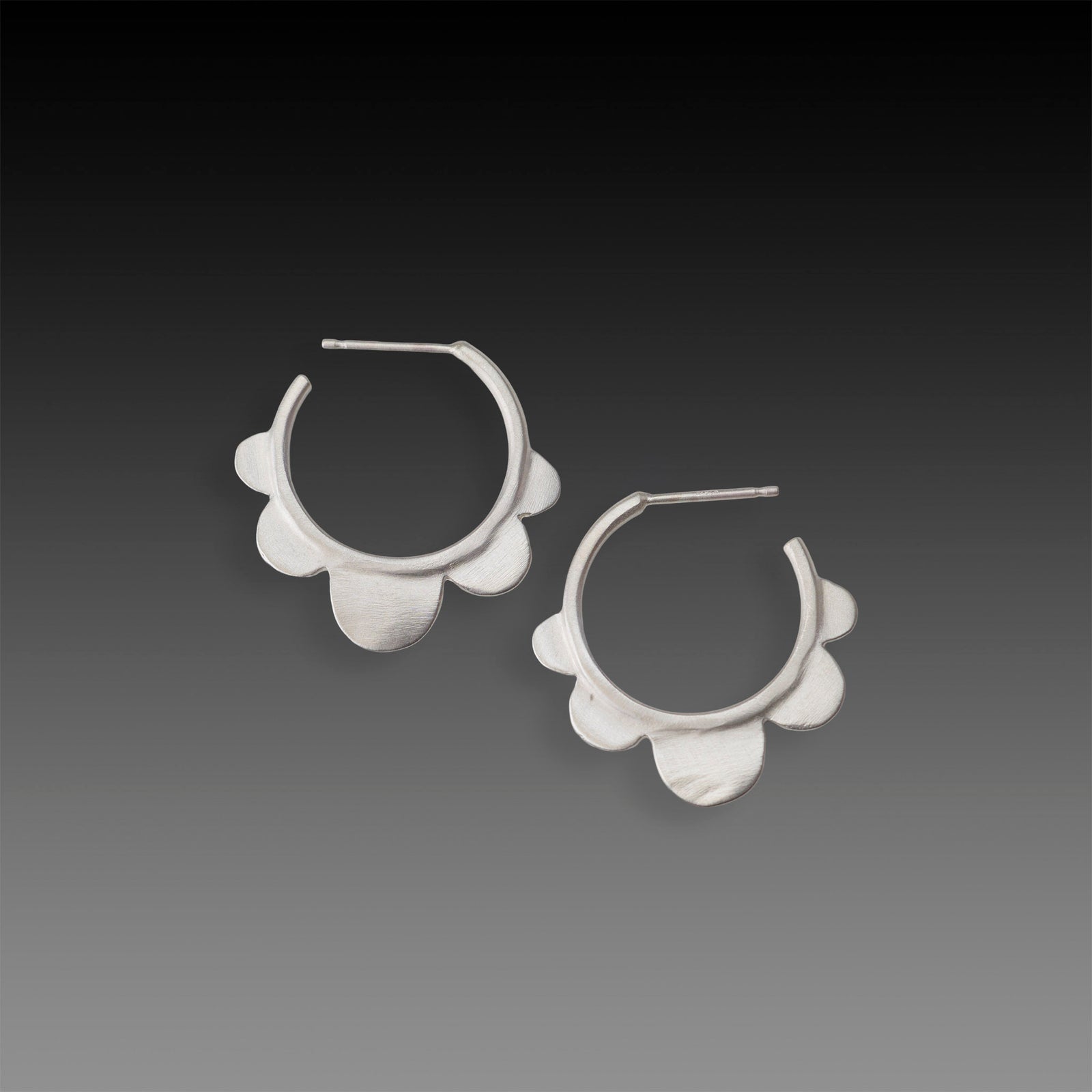 Silver Scallop Hoop Earrings