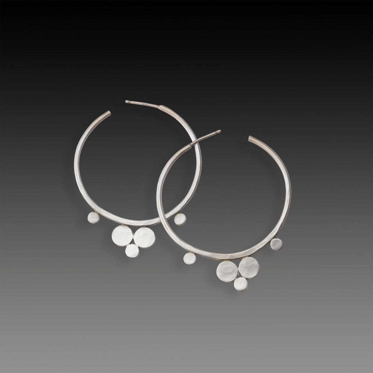 Medium Hammered Post Hoop Earrings