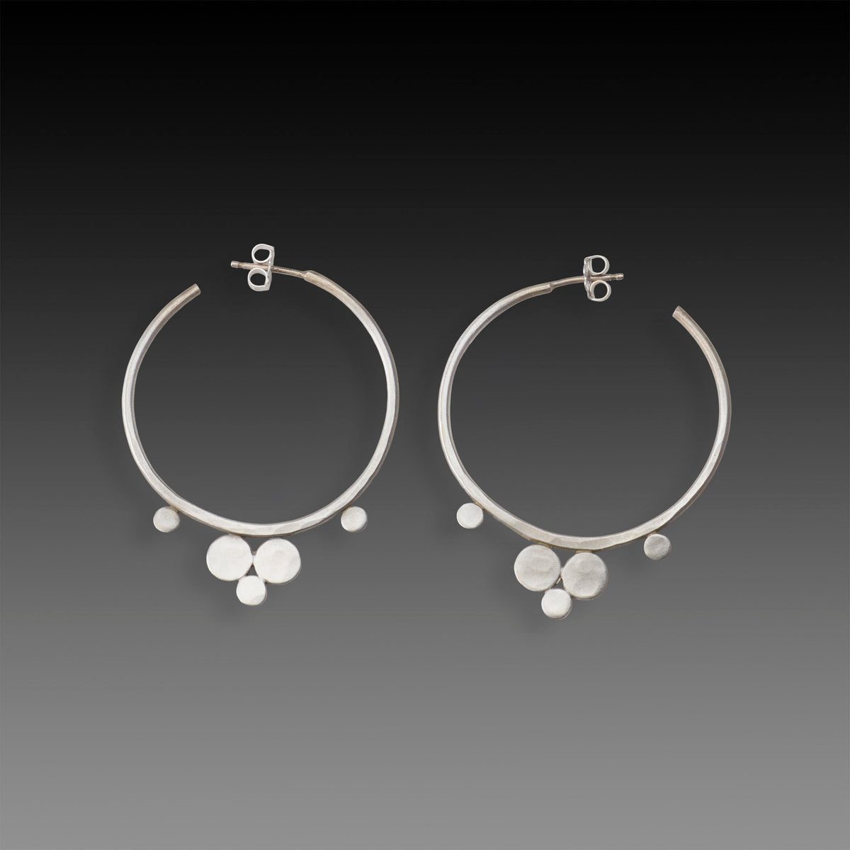 Medium Hammered Post Hoop Earrings