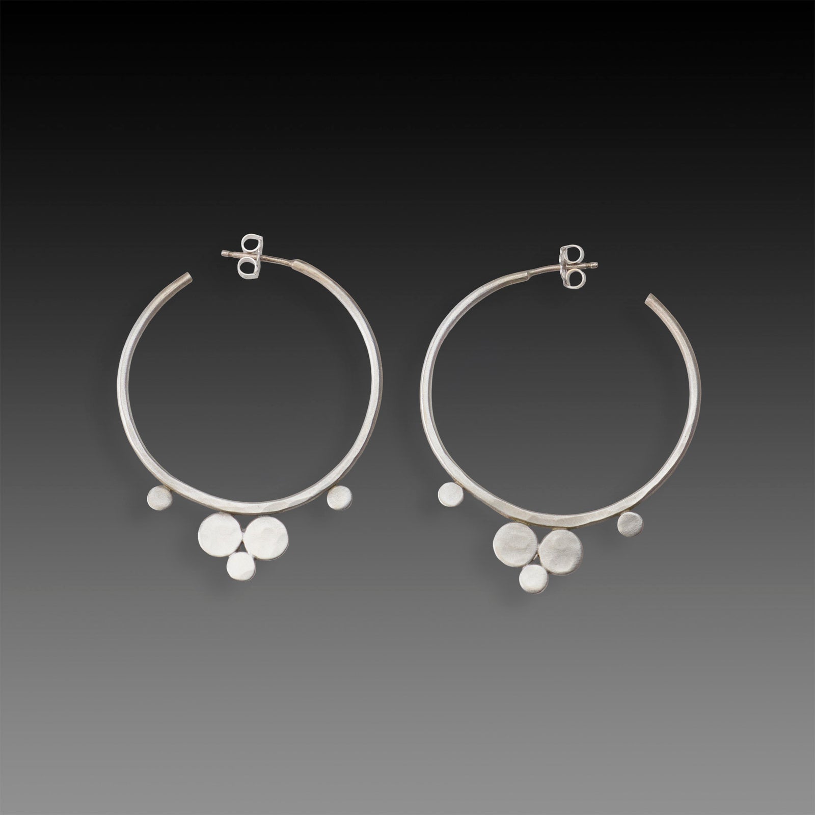 Medium Hammered Post Hoop Earrings