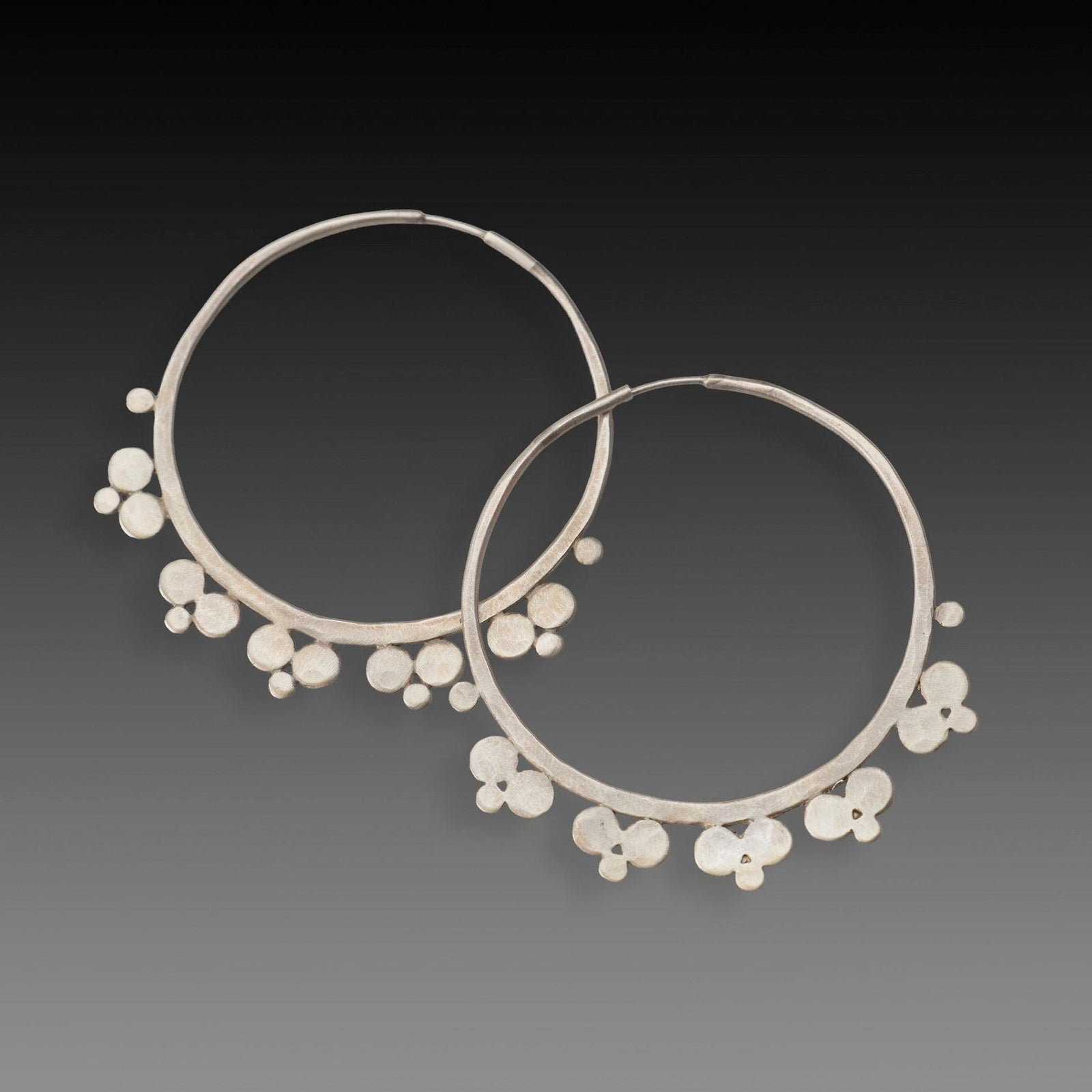 Silver Multi Disk Hoop Earrings