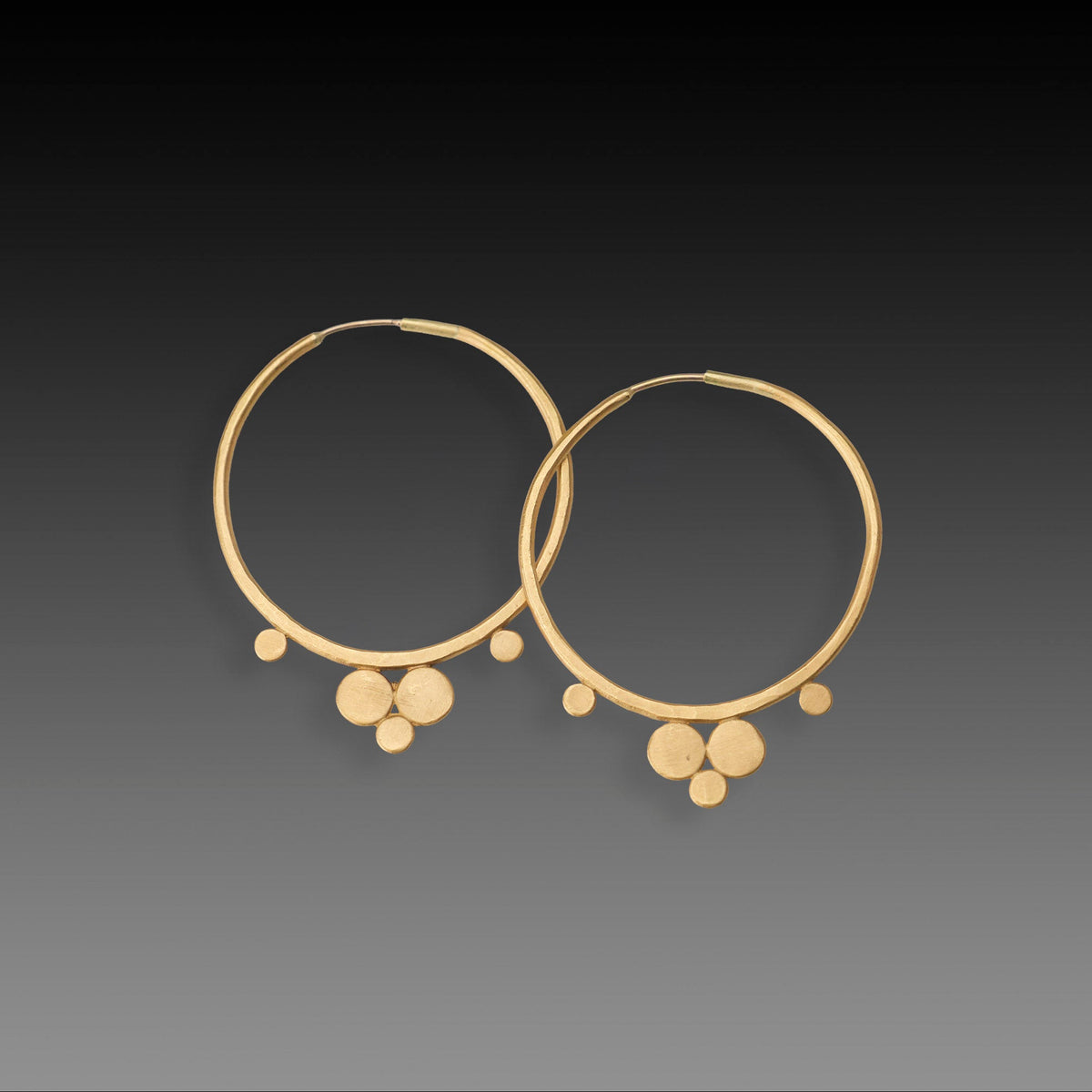 22k Gold Medium Hammered Hoop Earrings