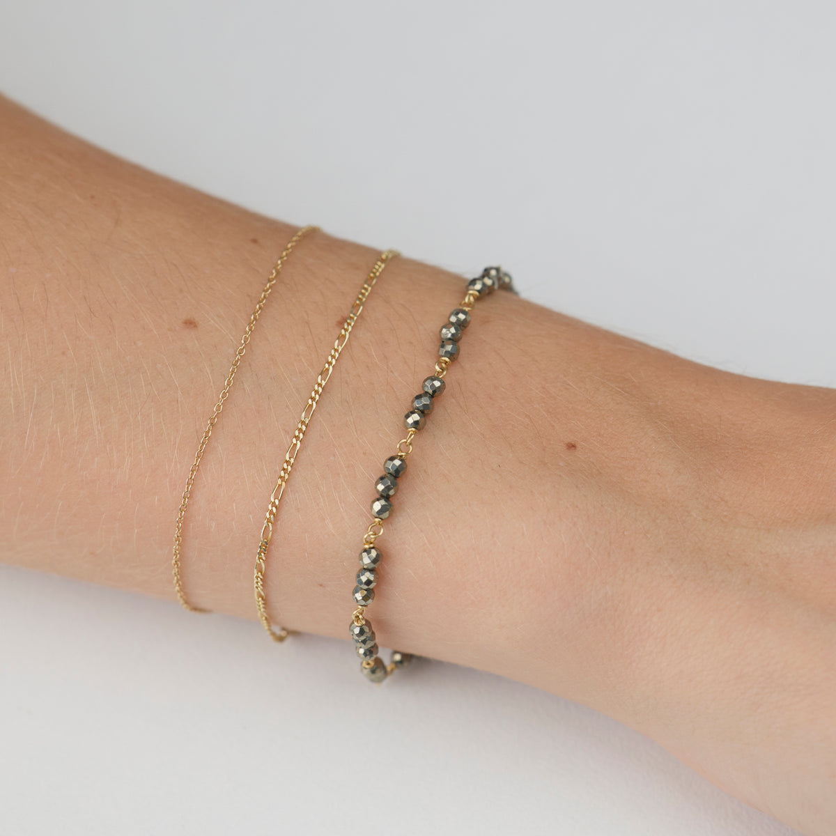Pyrite Bracelet with 22k Gold Charm