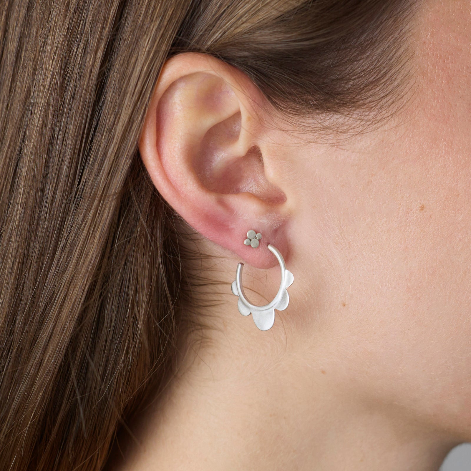 Silver Scallop Hoop Earrings