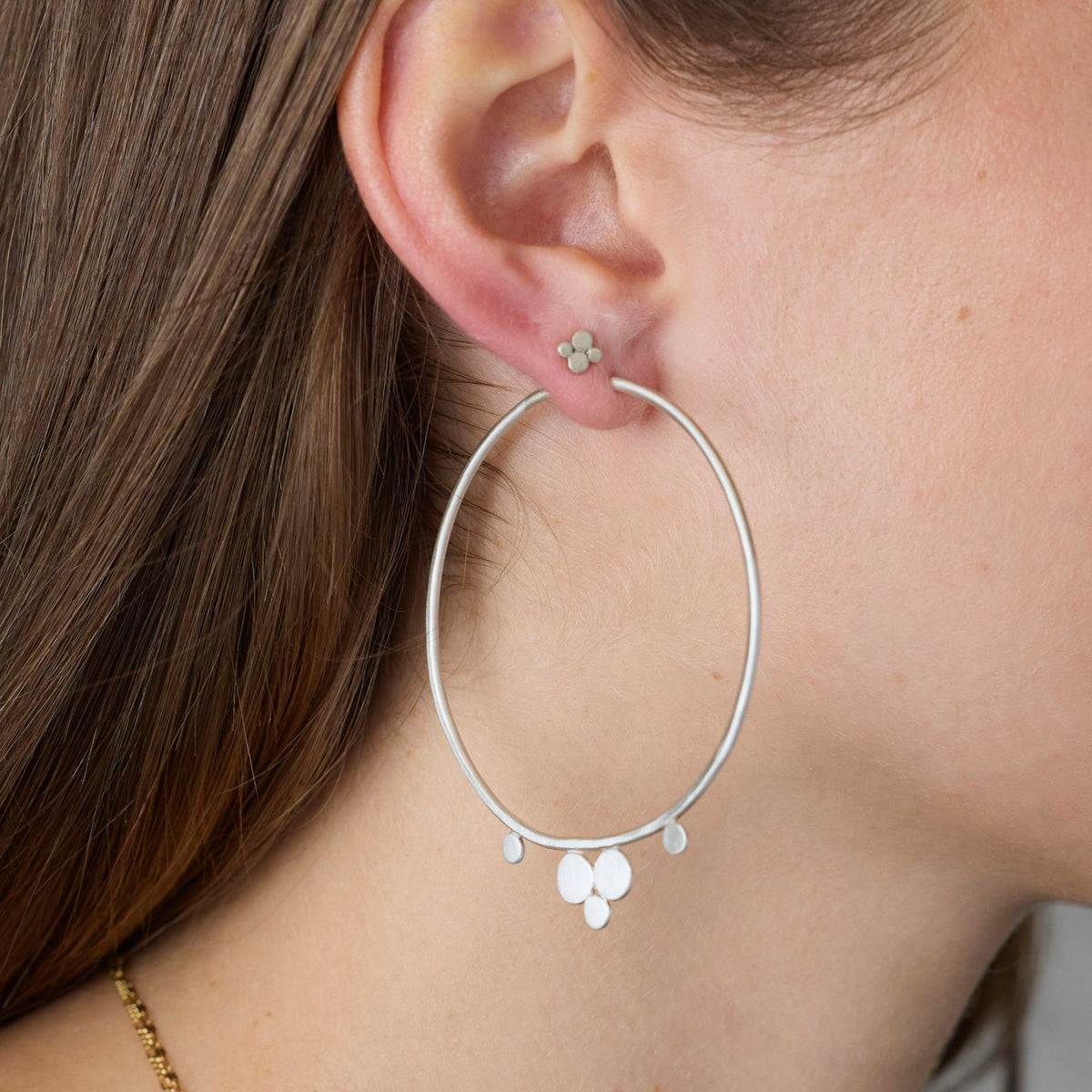 Large Hammered Disk Hoop Earrings