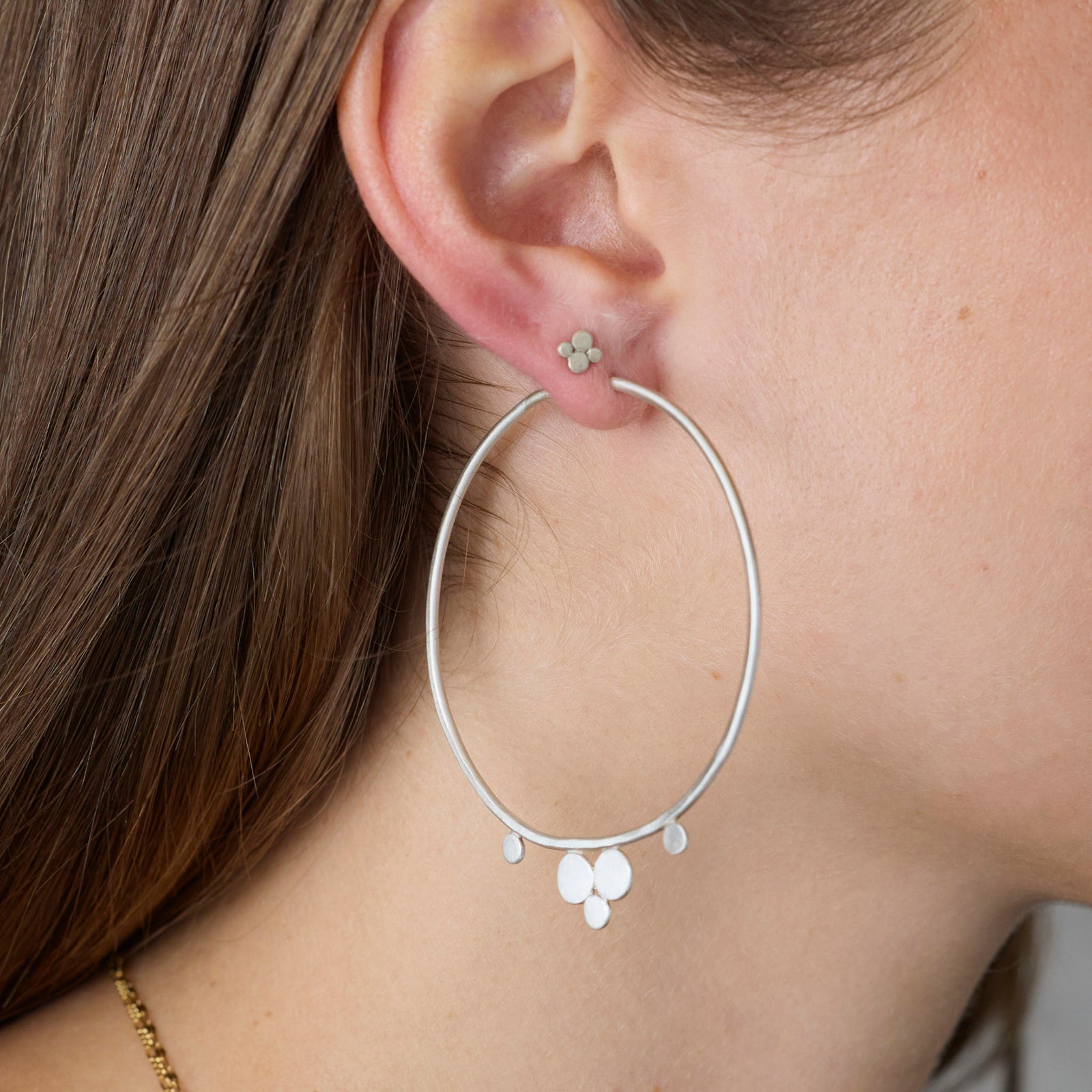Large Hammered Disk Hoop Earrings
