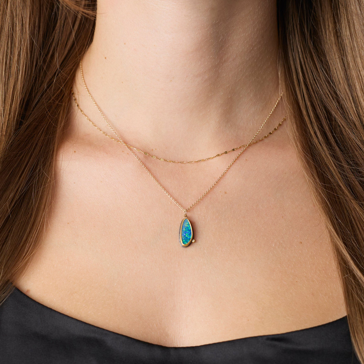 Australian Opal Necklace with Diamond