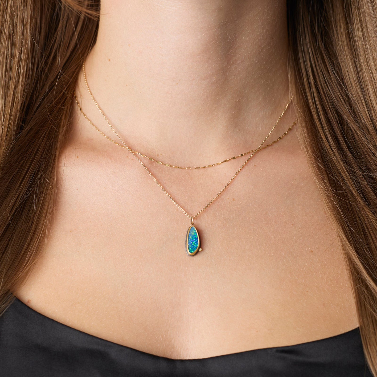 Australian Opal Necklace with Diamond