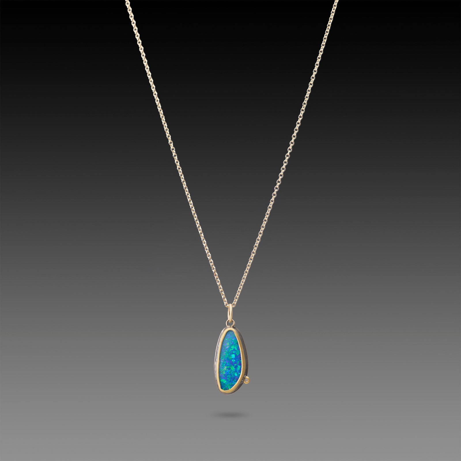 Australian Opal Necklace with Diamond