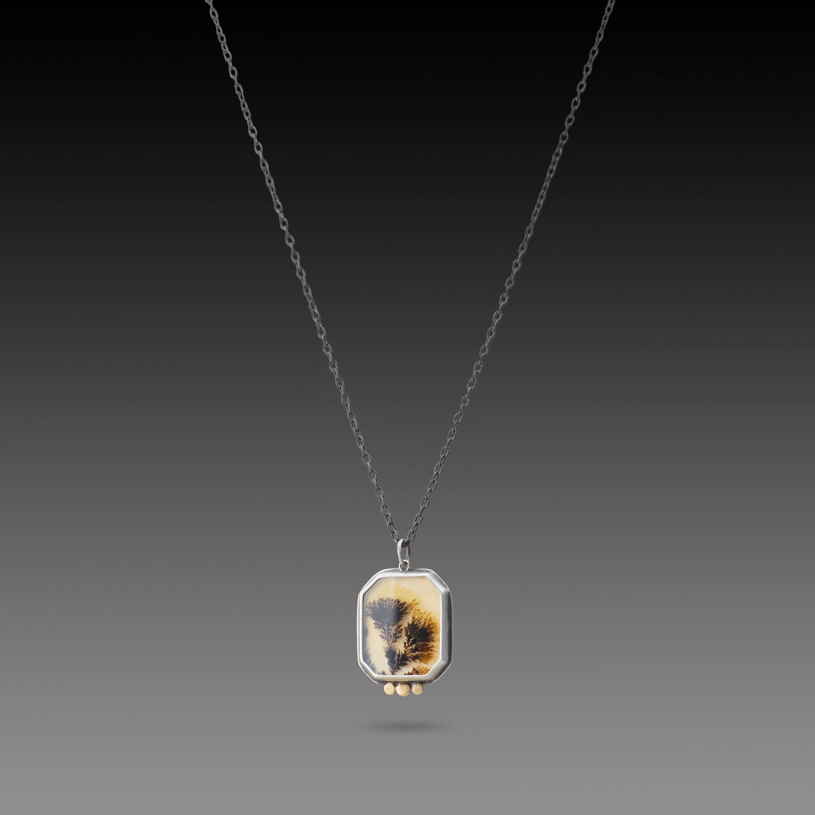 Dendritic Agate Necklace with Gold Dots