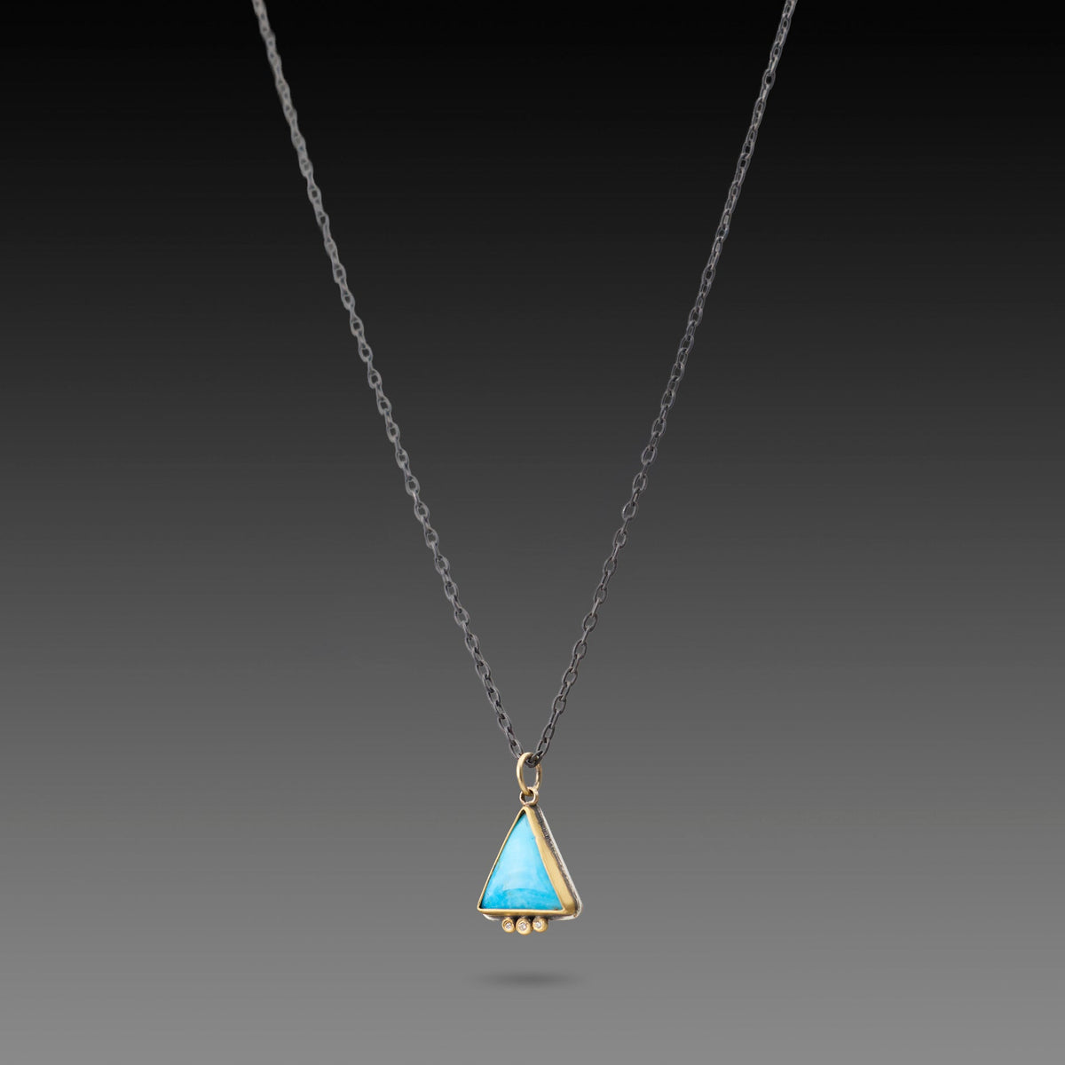 Triangular Turquoise Necklace with Diamonds