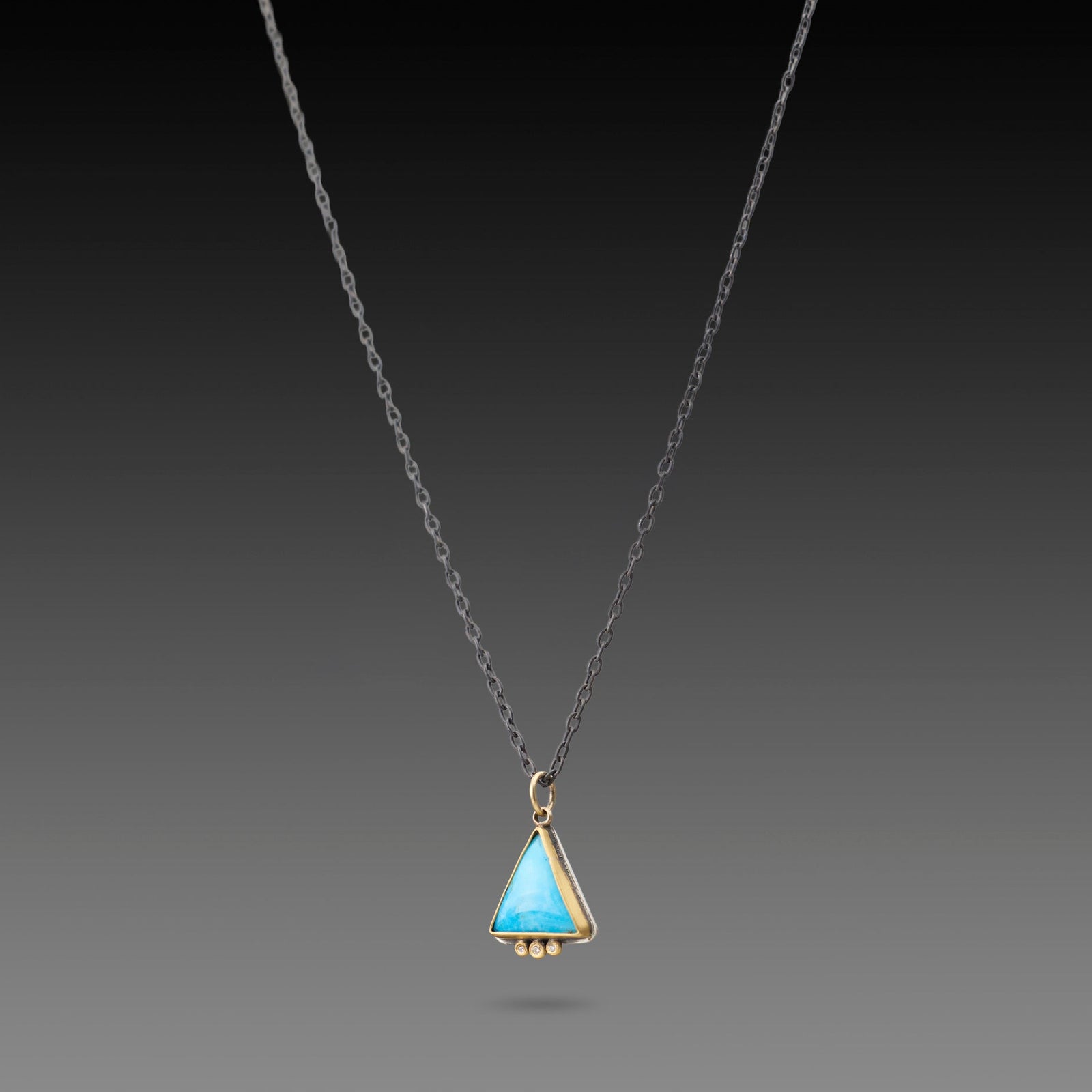 Triangular Turquoise Necklace with Diamonds
