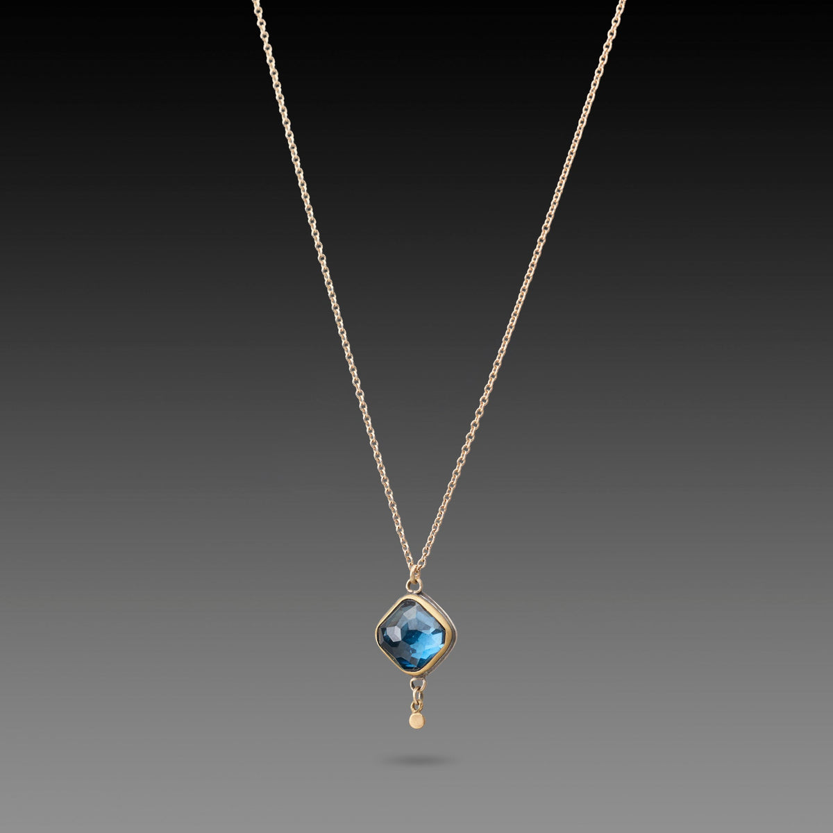 London Blue Topaz Necklace with Gold Dot