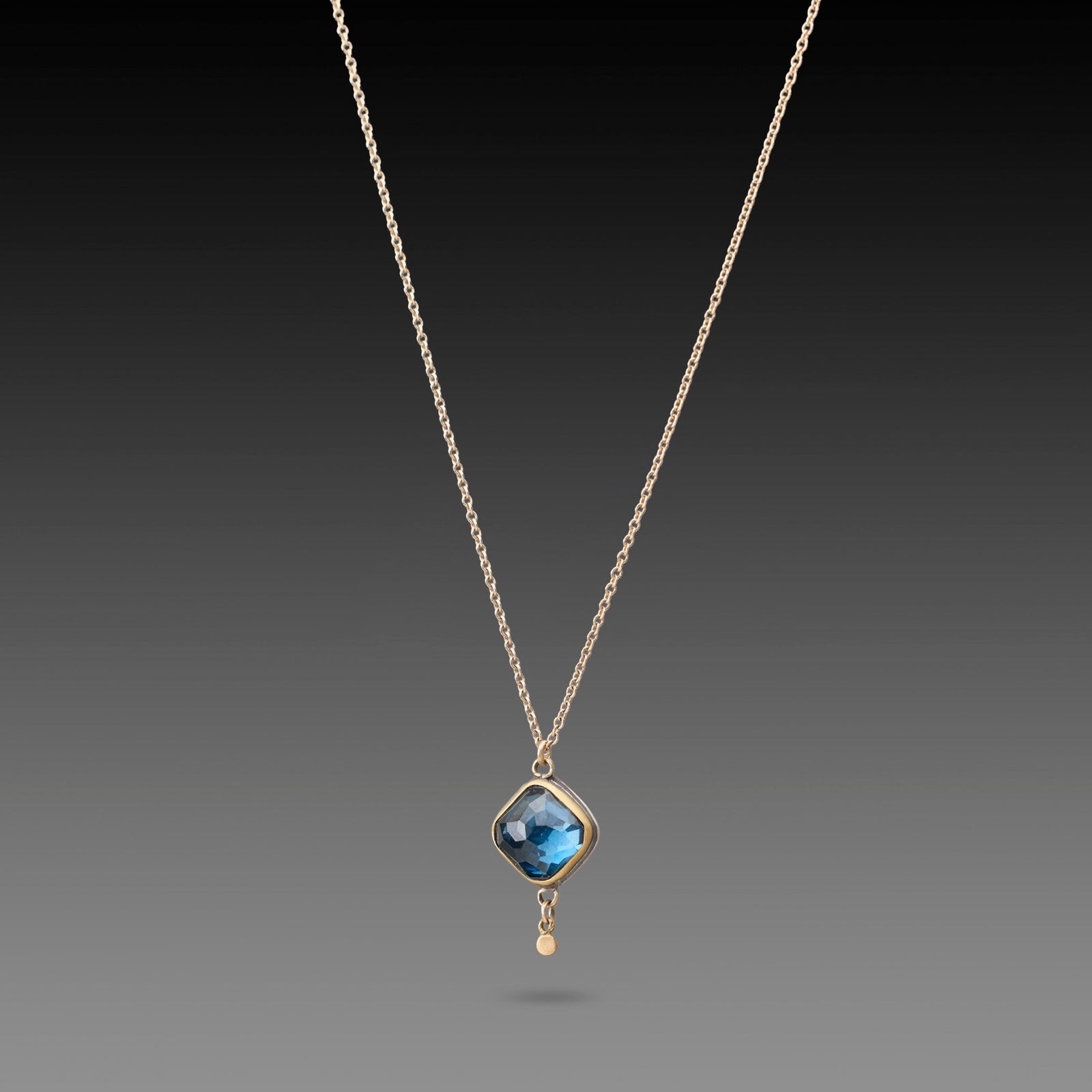 London Blue Topaz Necklace with Gold Dot