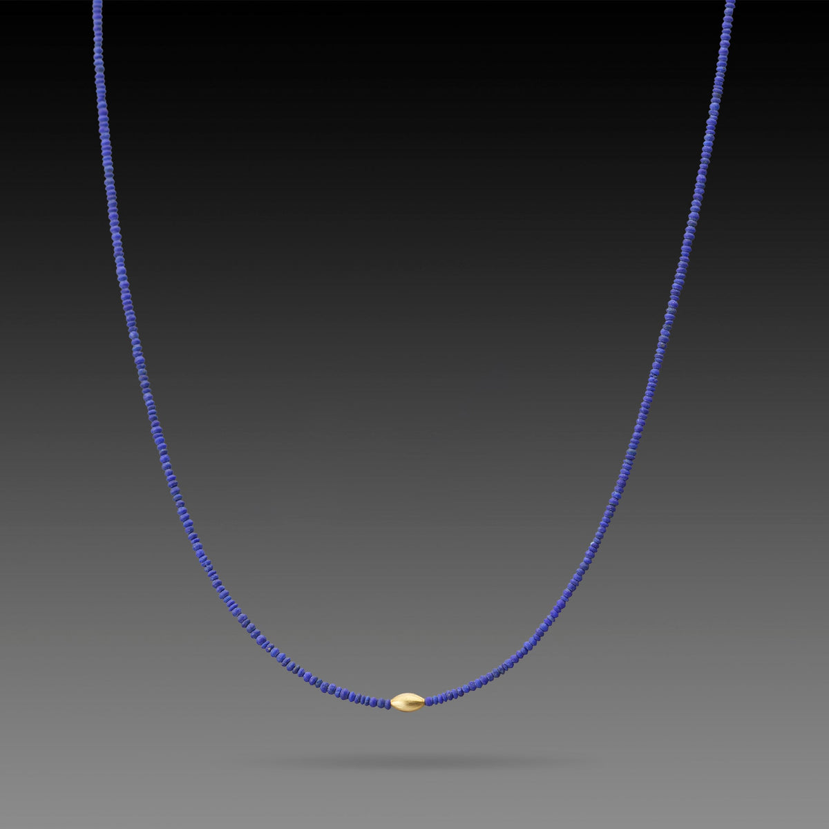 Lapis Necklace with Gold Rice Bead