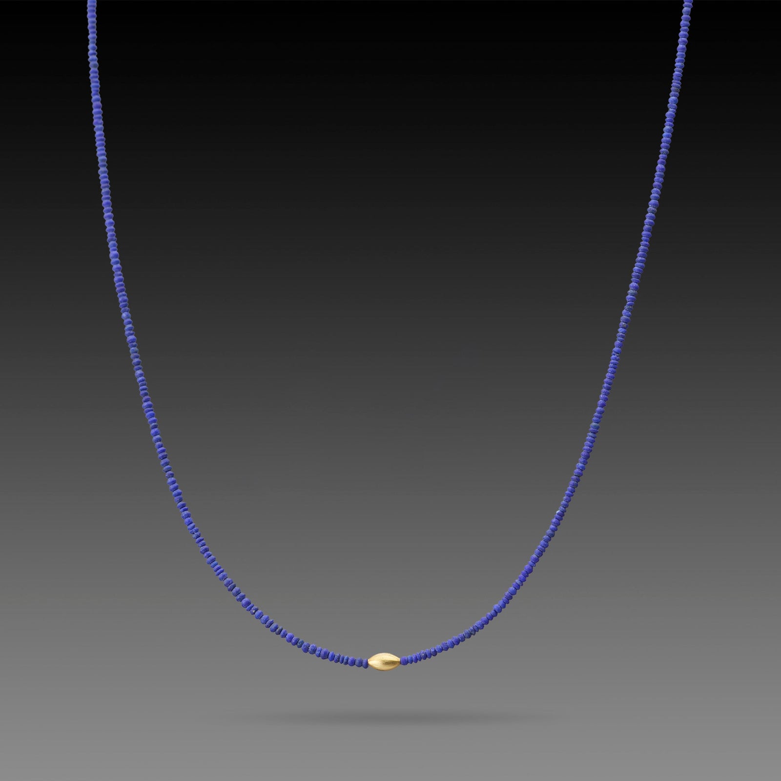 Lapis Necklace with Gold Rice Bead