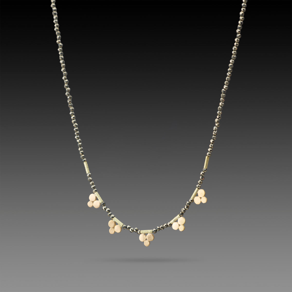 Pyrite Necklace with Gold Trios