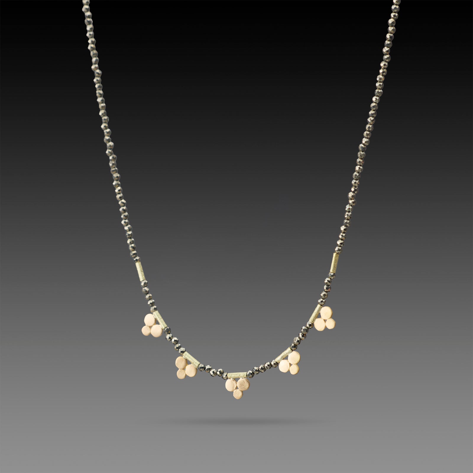 Pyrite Necklace with Gold Trios
