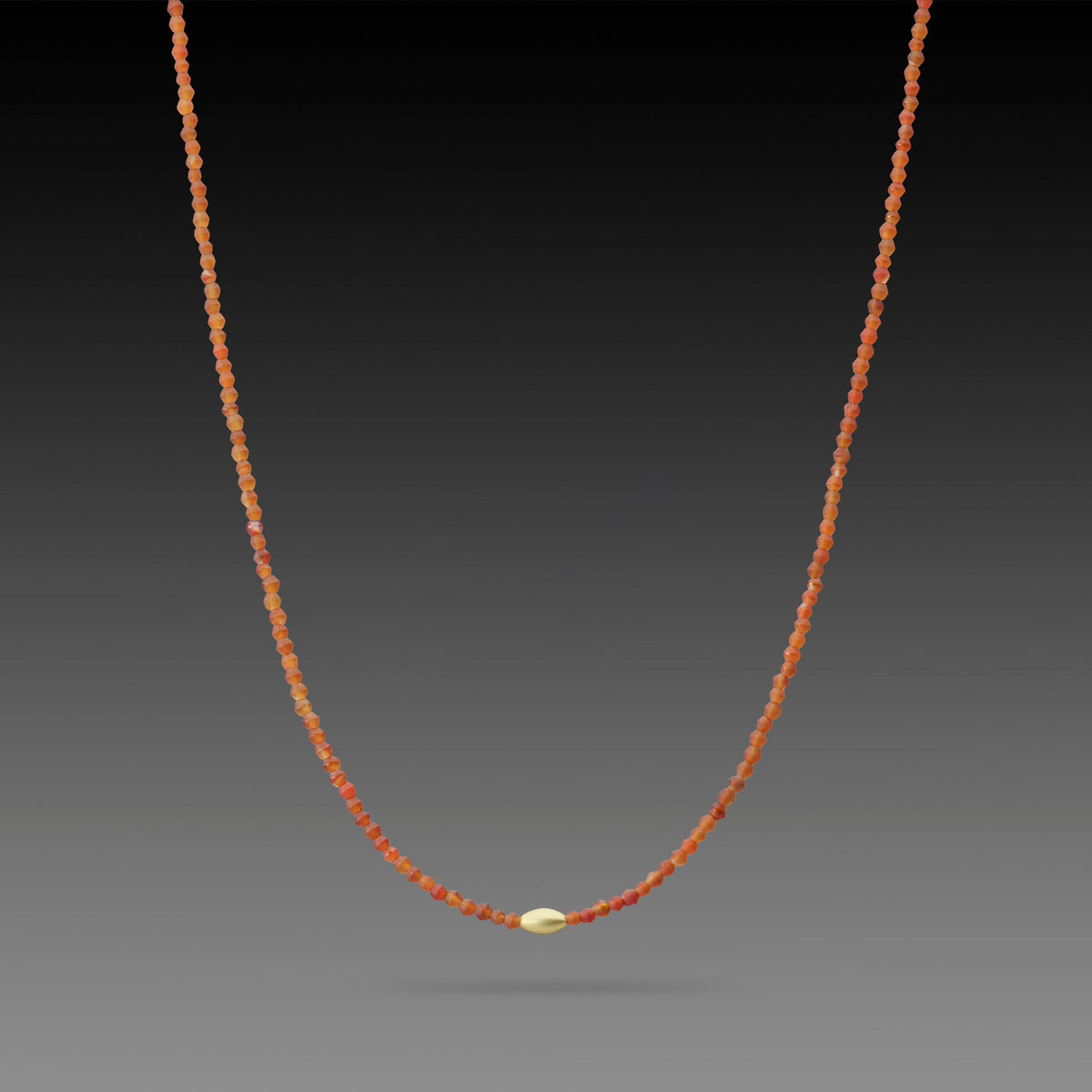 Carnelian Necklace with Gold Rice Bead