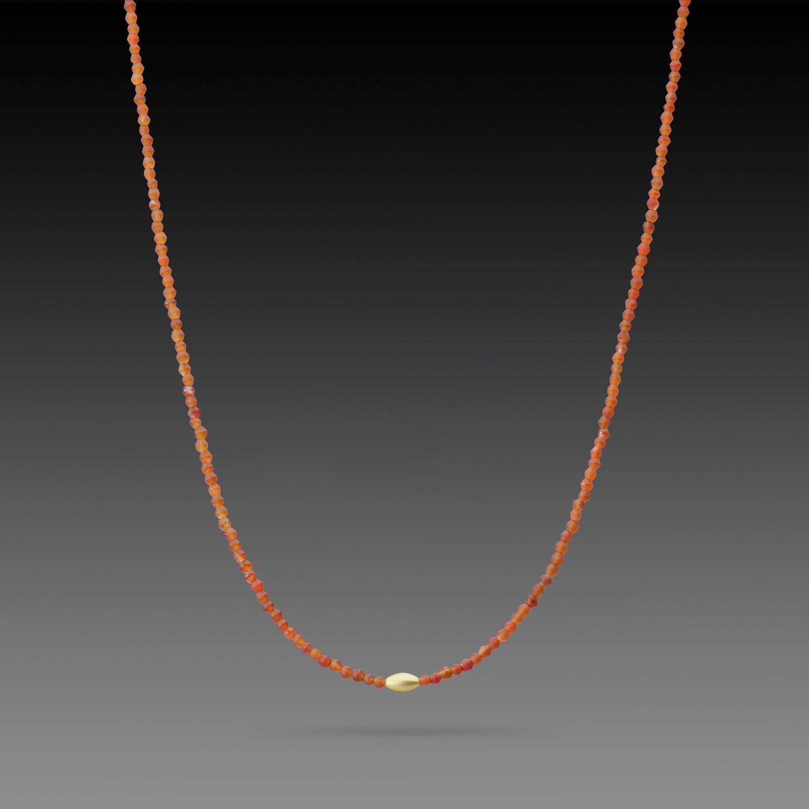 Carnelian Necklace with Gold Rice Bead