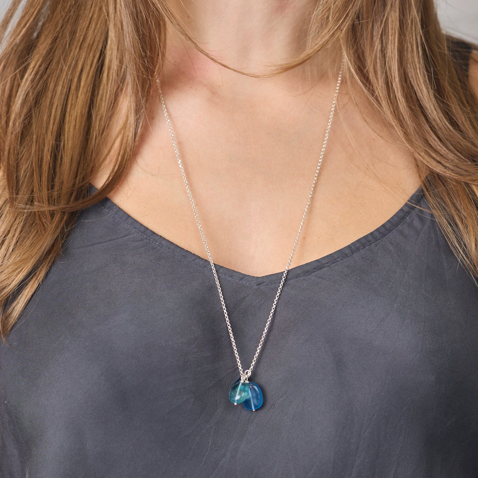 Fluorite Beads Charm Necklace