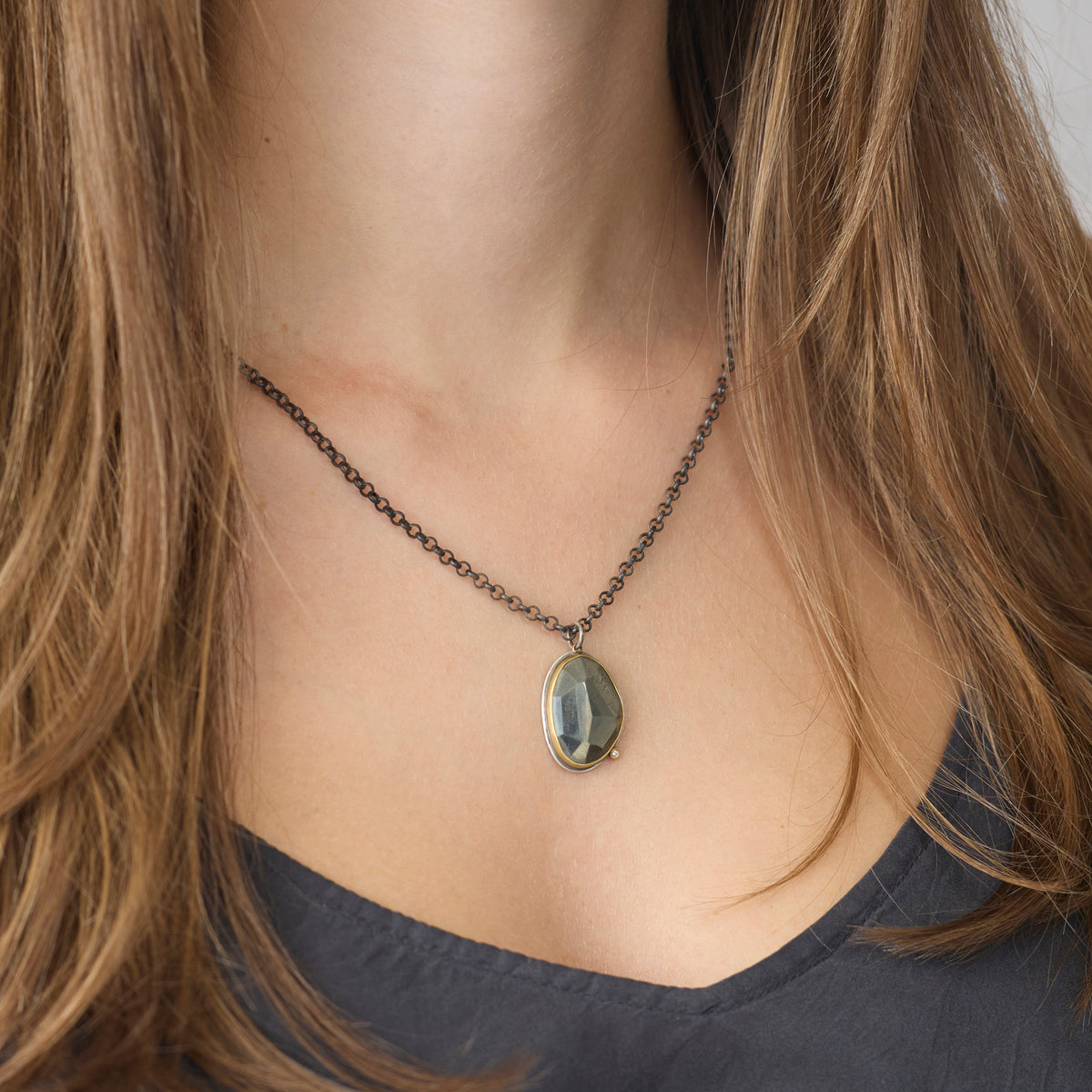 Pyrite Necklace with Diamond